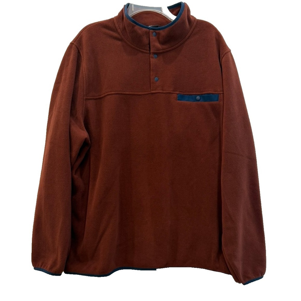Men's 32 Degrees Heat Size XXL Maroon Navy 1/4‎ Snap Fleece Pullover